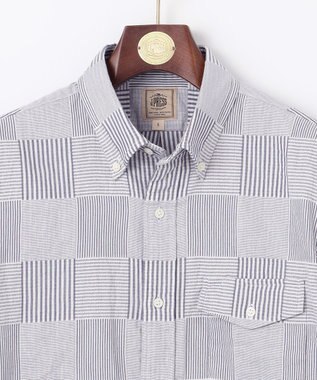 J.PRESS MEN 【クールマックス】サッカーパッチワーク シャツ ネイビー系9