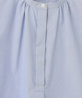 J.PRESS LADIES 【洗える・接触冷感・UVカット】エステネージュストライプ バンドカラーブラウス ブルーストライプ系1