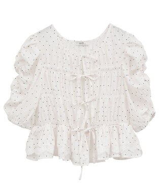 earth music&ecology レースティアードシャーリングブラウス Dot