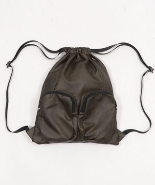 WEGO PUポケットデザインナップサック ブラウン