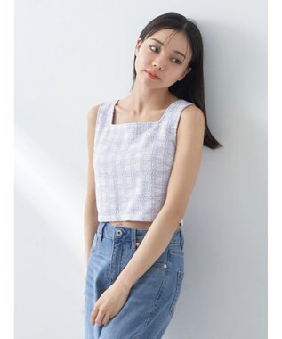 earth music&ecology ＳＥＴ２点　カットソーツィードアンサンブル Light Purple