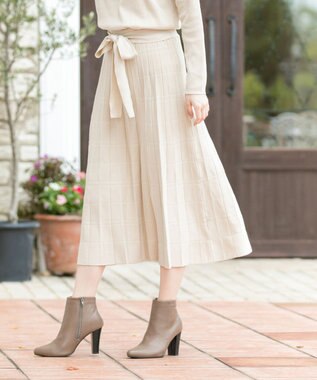 Tiaclasse L 【洗える】1枚で着映えするチェック柄編みニットワンピース エクリュ