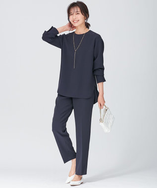 23区 トリアセダブルジョーゼット ブラウス ネイビー系