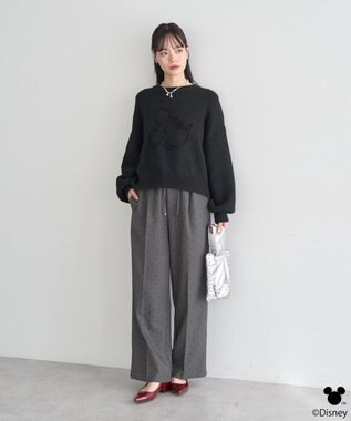 earth music&ecology 【予約】Disney/ミッキーコード刺繍ニットプルオーバー ブラック