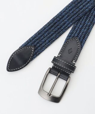 JOSEPH ABBOUD 【イタリア素材・ストレッチ・日本製】 コットンメランジストレッチ ベルト ネイビー系