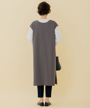 自由区 【WEB限定】ウールミルドジャージー Vネックジャンパースカート グレー系