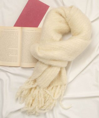 WEGO ブークレニットロングマフラー ホワイトアイボリー