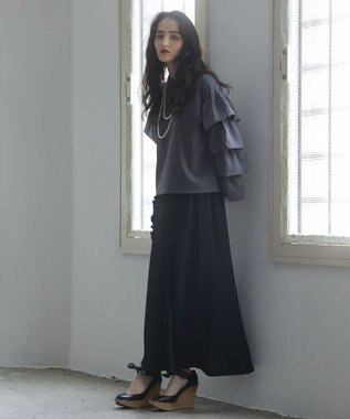 Green Parks ■ＥＳＣＡＲ　フリルスリーブプルオーバー Charcoal Gray