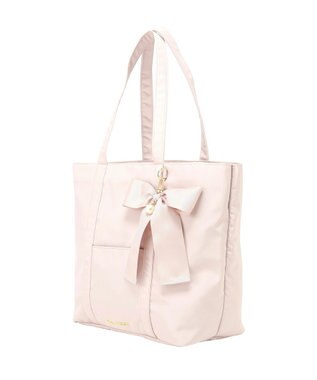 Maison de FLEUR リボンチャーム付きマルチポケットトートバッグ Grayish Pink