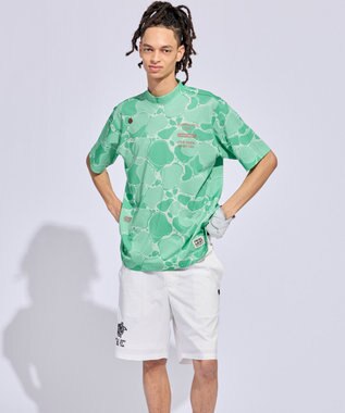 PW CIRCULUS 【MEN】WATER SURFACE プリントモックネックT ゴルフ ピーコックグリーン系5