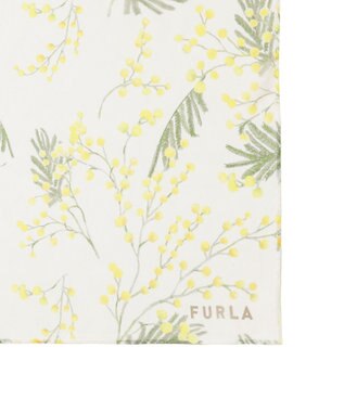 MOONBAT 【シルク100%】FURLA (フルラ) ミモザ シルクシフォンプリントスカーフ 150cm×35cm  手洗い可能 ライトイエロー