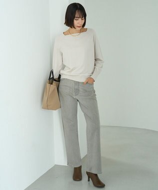 UNFILO マイビューティニット スクエアネック グレージュ