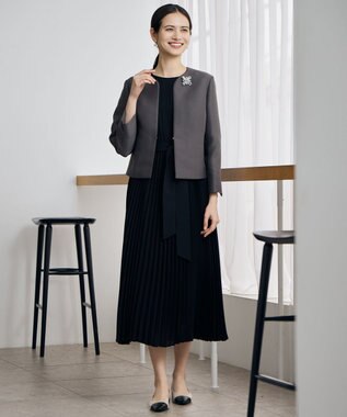 自由区 シフォンプリーツ ワンピース [新色]ブラック