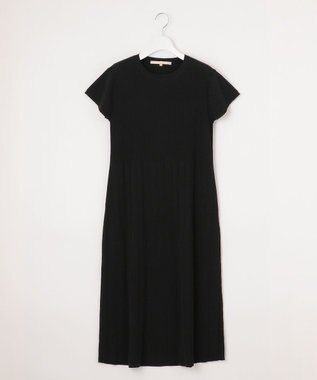 自由区 【洗える】ハイツイストコットンアセテート ニットワンピース ネイビー系