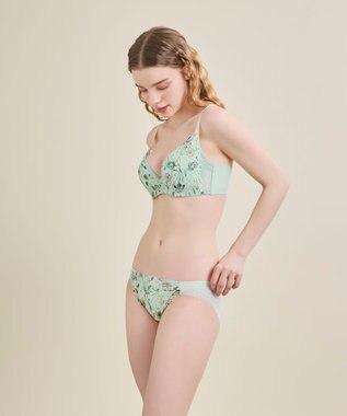 une nana cool さあわたし レース 脇高ブラジャー MADE WITH LIBERTY FABRIC クリアグリーン