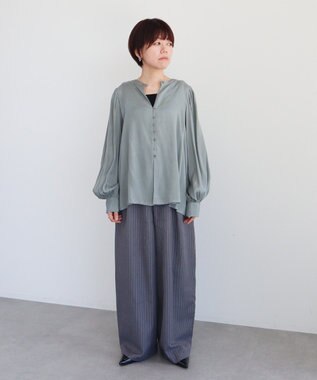 CRAFT STANDARD BOUTIQUE インド製 ボリュームスリーブブラウス Gray