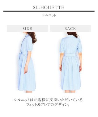 Tiaclasse 【洗える】小顔効果も叶えるスキッパーシャツワンピース サックスストライプ