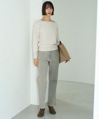 UNFILO マイビューティニット スクエアネック グレージュ