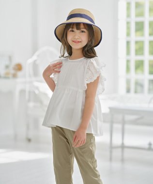組曲 KIDS 【110-140㎝】レースペプラム ブラウス オフホワイト