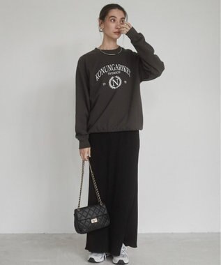 WEGO 【ANGIE VINTAGE】カレッジロゴスウェット ブラック中濃色