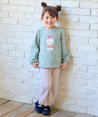 ANY KIDS 裏シャギーミラクルスパンコールトレーナー ミント（雪だるま×ウサギ）