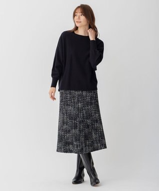 自由区 【洗える】ソフトウールハイゲージ ドルマンスリーブニット ネイビー系