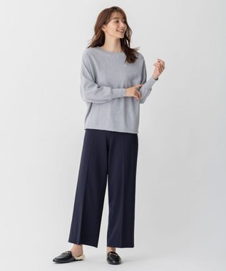 自由区 【洗える】ソフトウールハイゲージ ドルマンスリーブニット ライトグレー系