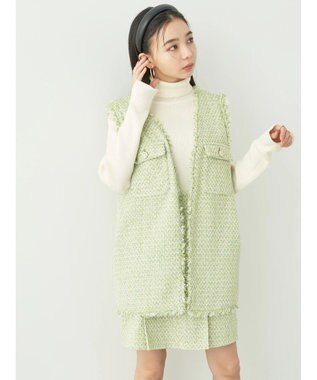 earth music&ecology ツイードジレ Lime Green