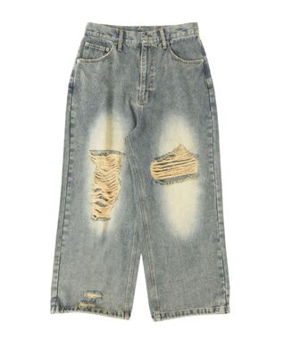 WEGO スーパーバギーダメージデニムパンツ 柄1
