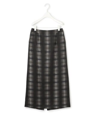 ICB 【洗える】シャイニーオンブレーチェック ストレートスカート ブラック系