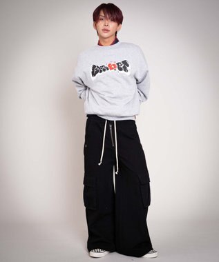 WEGO 【ユニセックス着用ITEM/MLサイズ展開】ハートモチーフプルオーバー 杢グレー