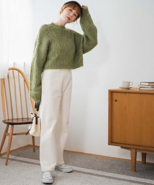 WEGO ブラッシュニットショートプルオーバー グリーン