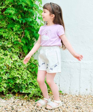 ANY KIDS ひんやりクール リボンショートパンツ オフホワイト