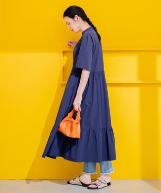組曲 【弱撥水機能・UVケア】ライトナイロンストレッチ ワンピース ネイビー系