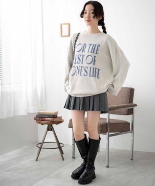 WEGO ロゴジャガードニットプルオーバー ホワイトアイボリー