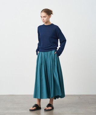 ATON MICRO COTTON SATIN | ギャザースカート GREEN