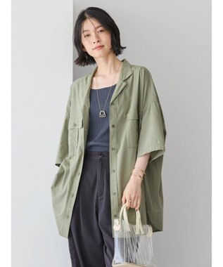 AMERICAN HOLIC 接触冷感＋ＵＶカットＷポケットＢＩＧシャツチュニック Khaki