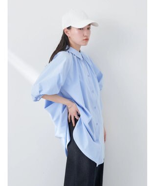 earth music&ecology パフスリーブチュニックブラウス Sax