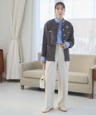 WEGO 【ANGIE VINTAGE/オケージョン対応 / セレモニー対応】ノーカラー ツイードジャケット ブラックその他