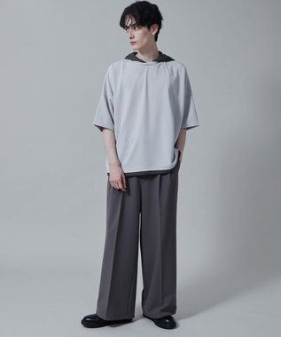 WEGO フェイクレイヤードフードT（S） ライトグレー