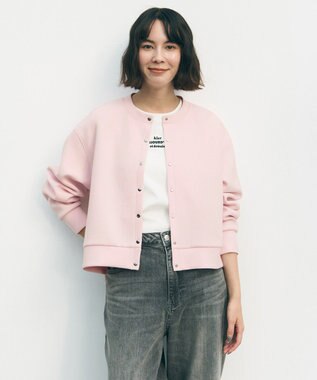 UNFILO L 【野呂佳代さん着用/新色追加】BEAUTY FORM JERSEY スナップカーディガン [NEW]ライトピンク