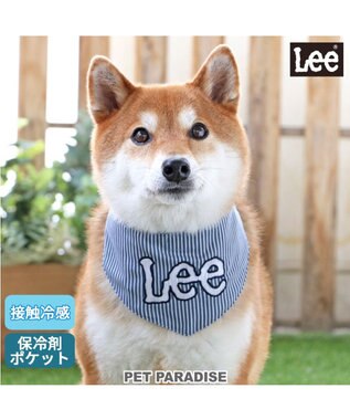 Ｌｅｅクールネック ヒッコリー バンダナ《保冷剤付き》 【中型犬】, 水色, ＳＭ