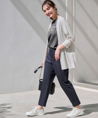 ANY SIS 【接触冷感・UVカット・撥水】クールタッチテーパード パンツ ネイビー