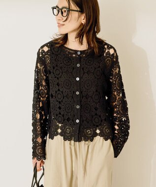 AMERICAN HOLIC トーションレースカーディガン Black