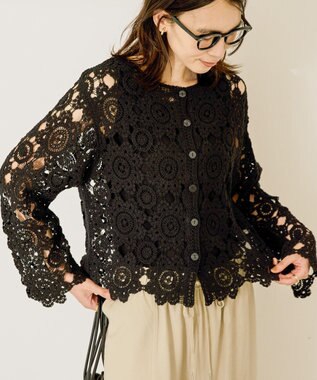 AMERICAN HOLIC トーションレースカーディガン Black