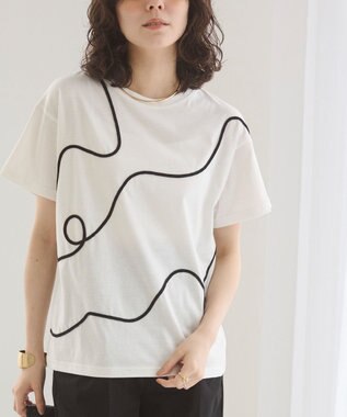 WEGO 【ANGIE VINTAGE】コード刺繍デザインTシャツ オフホワイト