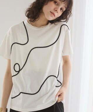 WEGO 【ANGIE VINTAGE】コード刺繍デザインTシャツ オフホワイト