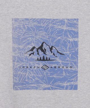 JOSEPH ABBOUD MOUNTAIN 【ゆったり】プレーティング天竺 リーフプリントアウトドア Tシャツ ライトグレー系