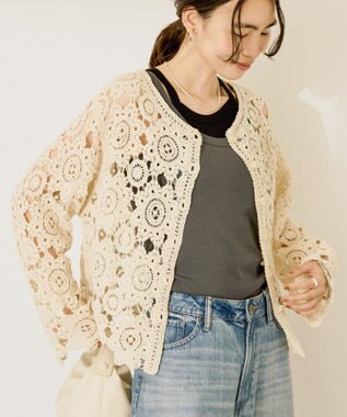 AMERICAN HOLIC トーションレースカーディガン Ivory