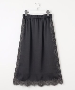 自由区 【洗える】サテンレース スカート バーント×バーント